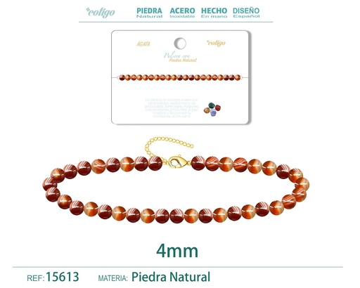 [15613] Pulsera de ágata de 4 mm - Ofertas de último stock