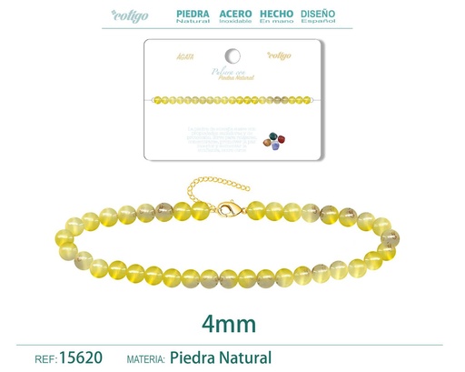 [15620] Pulsera de Ágata 4 mm - Joyería de moda y accesorios