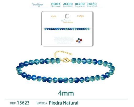 [15623] Pulsera de Ágata 4 mm - Joyería de moda y accesorios