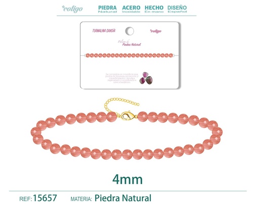 [15657] Pulsera de Turmalina Sandía 4 mm - Joyería de moda y accesorios