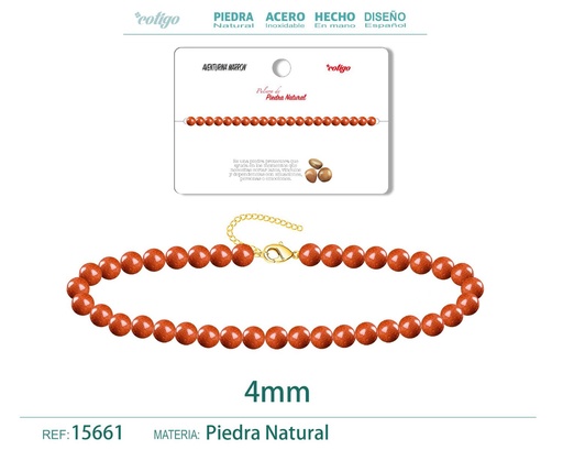 [15661] Pulsera de Aventurina Marrón 4 mm - Joyería de moda y accesorios