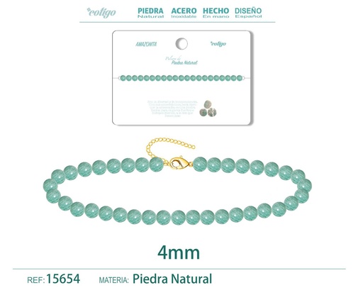 [15654] Pulsera de Amazonita 4 mm - Joyería de moda y accesorios