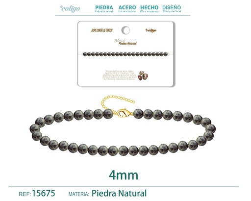 [15675] Pulsera de jaspe kambamba de 4 mm - Joyería de moda y pulseras