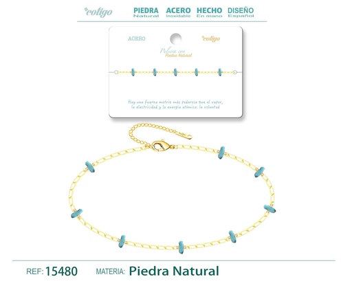 [15480] Pulsera de Acero con Piedra Natural - Joyería de acero y accesorios