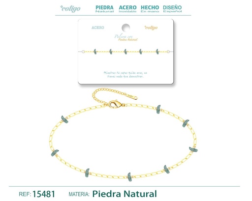 [15481] Pulsera de Acero con Piedra Natural - Joyería de acero y accesorios