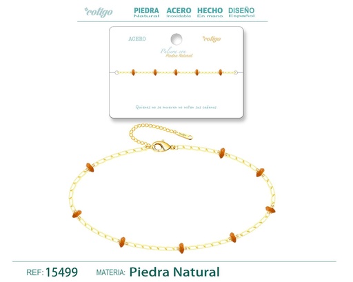 [15499] Pulsera de Acero con Piedra Natural - Joyería de acero y accesorios