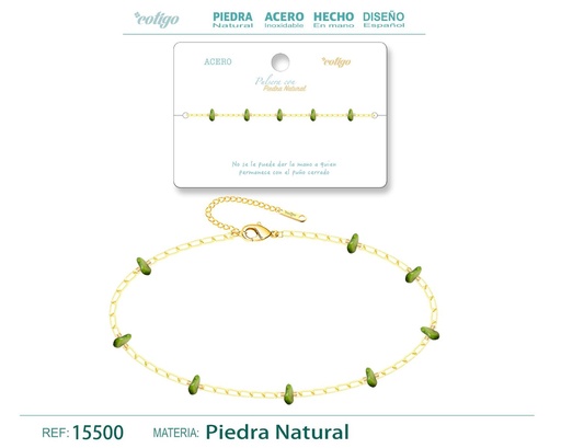 [15500] Pulsera de Acero con Piedra Natural - Joyería de acero y accesorios