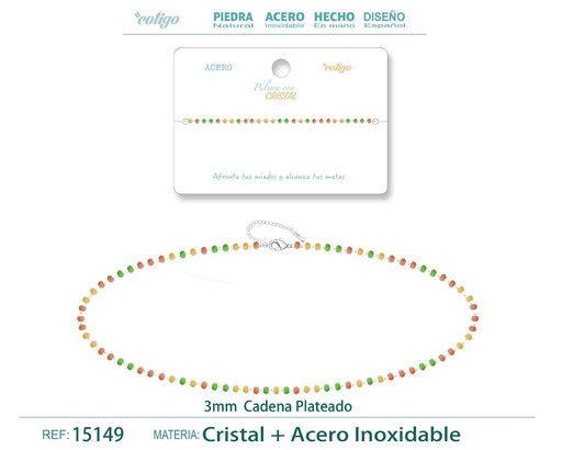 [15149] Pulsera de acero plateado con bola de cristal - Accesorios de joyería