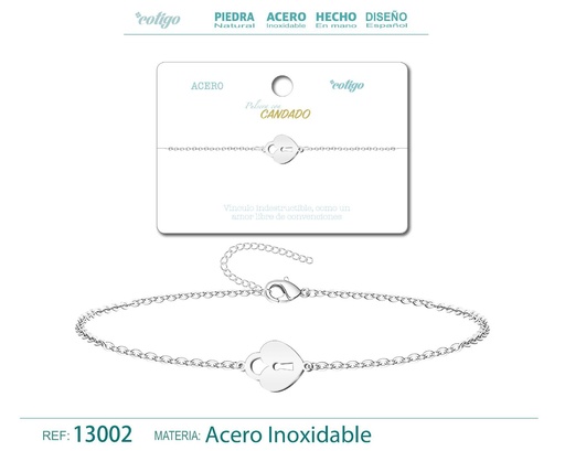 [13002] Pulsera de Acero Plateado con Candado - Joyería de acero y accesorios