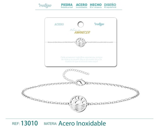 [13010] Pulsera de Acero Plateado con Amanecer - Joyería de acero y accesorios