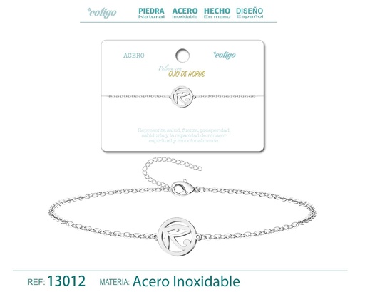 [13012] Pulsera Ojo de Horus de Acero Plateado - Accesorios de joyería y pulseras