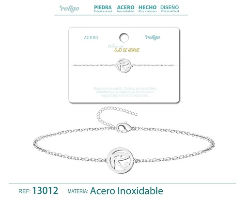 [13012] Pulsera de Acero Plateado con Ojo de Horus - Joyería de acero y accesorios