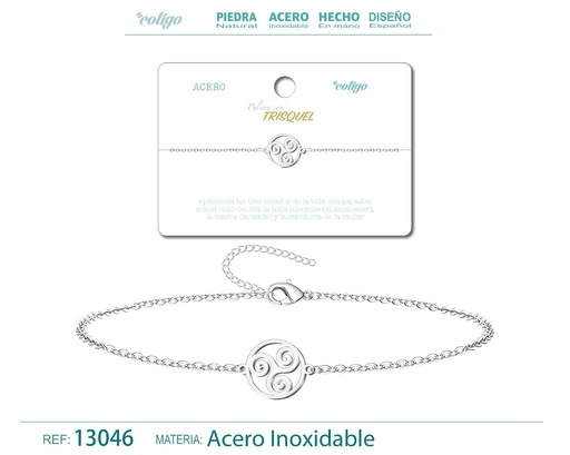 [13046] Pulsera Trisquel en Acero Plateado - Joyería de Moda