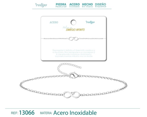 [13066] Pulsera Símbolo Infinito en Acero Plateado - Joyería de Moda