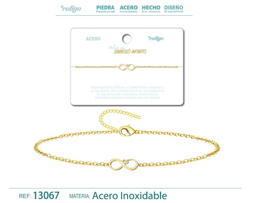 [13067] Pulsera Símbolo Infinito en Acero Dorado - Joyería de Moda