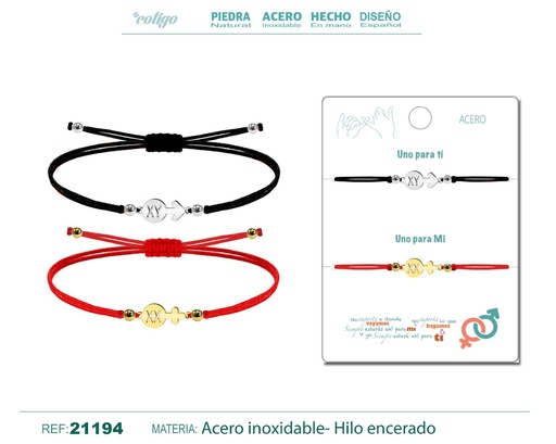 [21194] Pulsera Símbolo Masculino y Femenino con Hilo encerado - Pulsera de Amistad