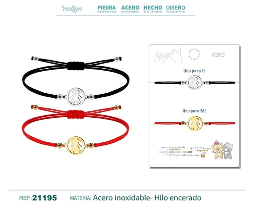 [21195] Pulsera Masculino y Femenino con Hilo encerado - Pulsera de Amistad