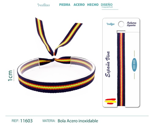 [11603] Pulsera España Ancha de 1 cm en Azul - Pulsera de Bandera