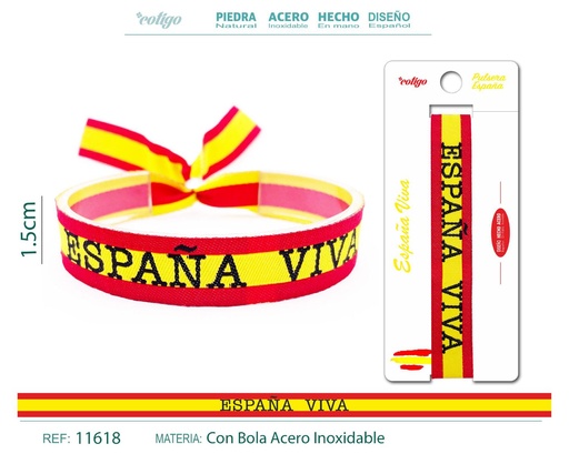 [11618] Pulsera España Viva Tejido - Pulsera de Bandera