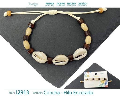 [12913] Pulsera Hilo Encerado de Concha - Pulsera de Concha