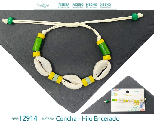 [12914] Pulsera Hilo Encerado de Concha - Pulsera de Concha