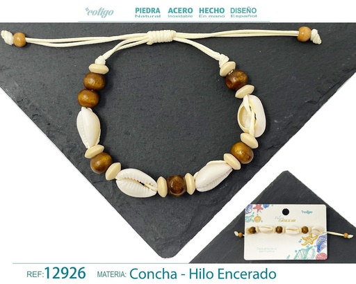 [12916] Pulsera Hilo Encerado de Concha - Pulsera de Concha