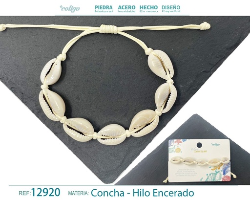 [12920] Pulsera Hilo Encerado de Concha - Pulsera de Concha