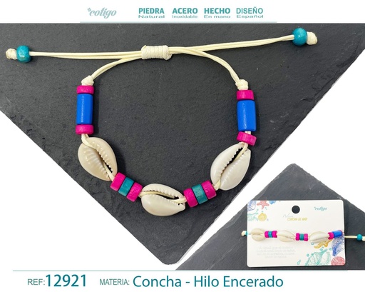 [12921] Pulsera Hilo Encerado de Concha - Pulsera de Concha