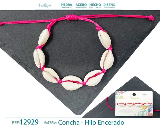 [12929] Pulsera Hilo Encerado de Concha - Pulsera de Concha