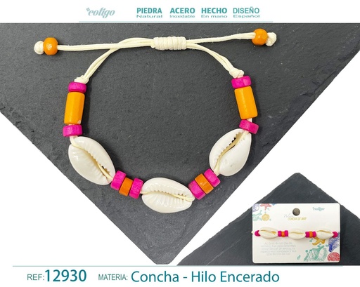 [12930] Pulsera Hilo Encerado de Concha - Pulsera de Concha