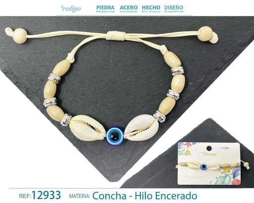 [12933] Pulsera Hilo Encerado de Concha - Pulsera de Concha