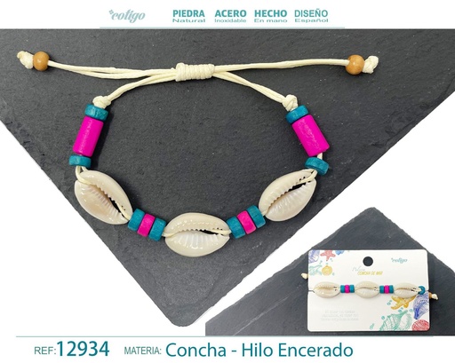 [12934] Pulsera Hilo Encerado de Concha - Pulsera de Concha