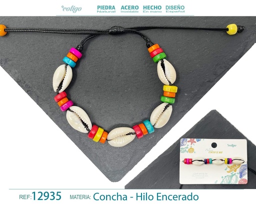 [12935] Pulsera Hilo Encerado de Concha - Pulsera de Concha