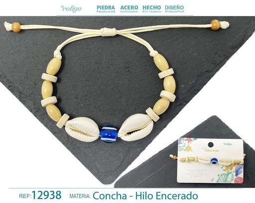 [12938] Pulsera Hilo Encerado de Concha - Pulsera de Concha