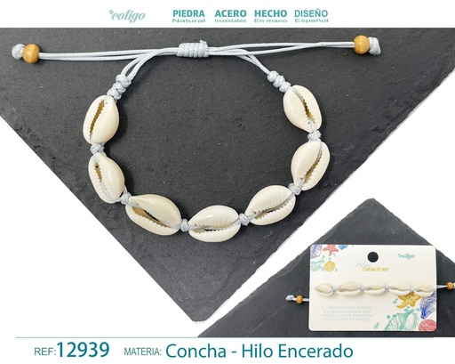 [12939] Pulsera Hilo Encerado de Concha - Pulsera de Concha