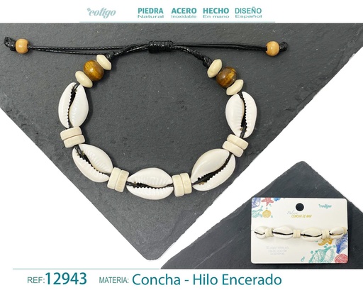 [12943] Pulsera Hilo Encerado de Concha - Pulsera de Concha