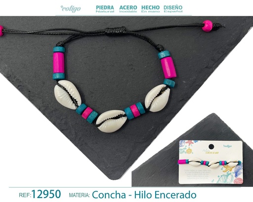 [12950] Pulsera Hilo Encerado de Concha - Pulsera de Concha