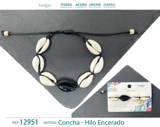 [12951] Pulsera Hilo Encerado de Concha - Pulsera de Concha