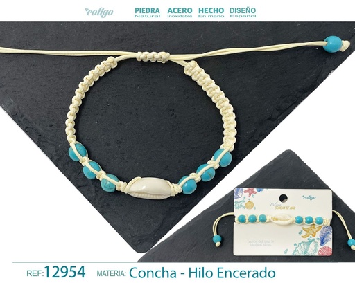 [12954] Pulsera Hilo Encerado de Concha - Pulsera de Concha