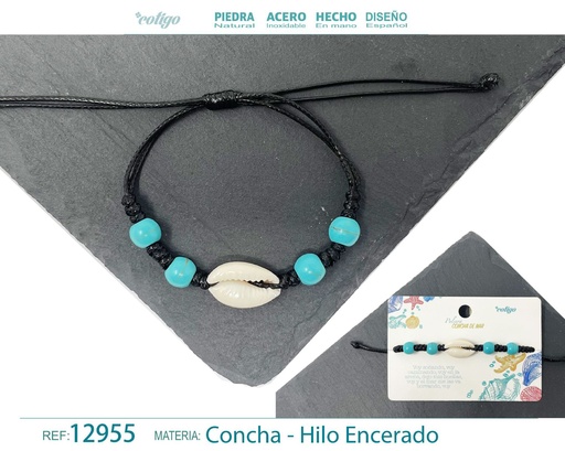 [12955] Pulsera Hilo Encerado de Concha - Pulsera de Concha