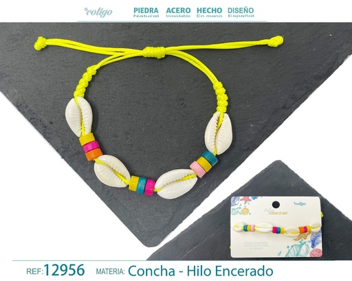 [12956] Pulsera Hilo Encerado de Concha - Pulsera de Concha