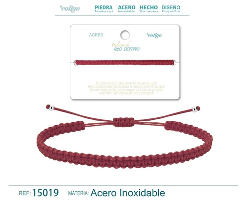 [15019] Pulsera de hilo destino en color rosa roja oscuro - Joyería que destaca la dulzura