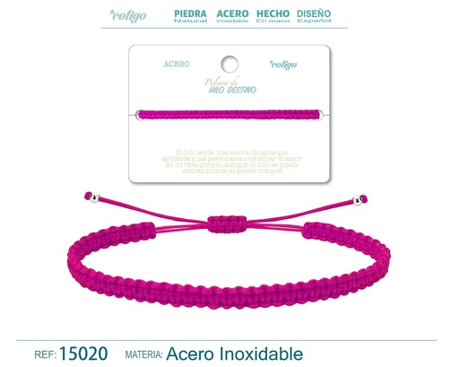 [15020] Pulsera de hilo destino en color rosa roja claro - Joyería luminosa y refrescante