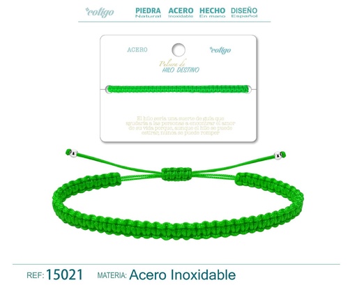 [15021] Pulsera de hilo destino en color verde - Joyería natural y armónica