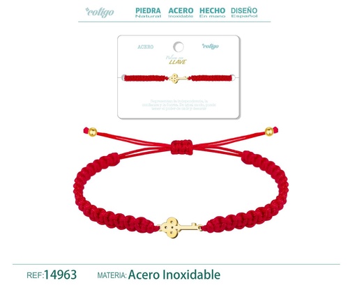 [14963] Pulsera de hilo destino con llave acero dorado - Accesorios que simbolizan la guardia