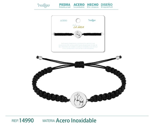 [14990] Pulsera de hilo destino con la higa acero plateado - Joyería que atrae buena suerte