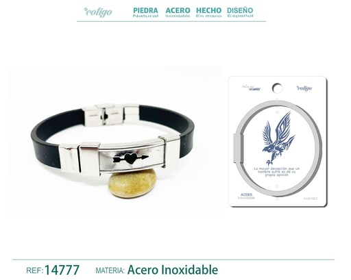 [14777] Pulsera de acero con cuero sintético - Accesorios multifuncionales y duraderos