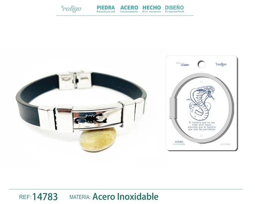 [14783] Pulsera de acero con cuero sintético - Accesorios que destacan en tu armario