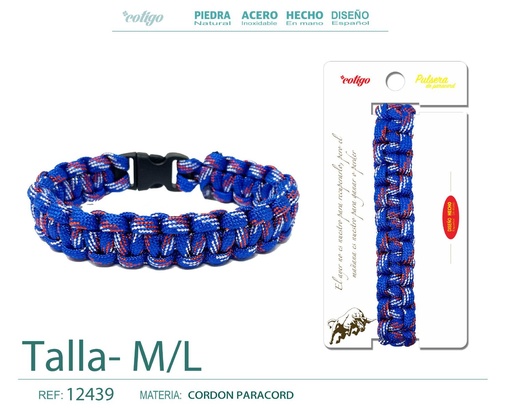 [12439] Pulsera paracord trenzado talla M,L - Joyería versátil y ajustable