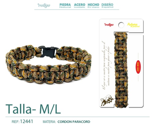[12441] Pulsera paracord trenzado talla M,L - Joyería hecha para durar